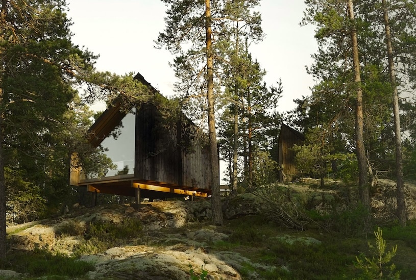 Wooden huts for rent in Finland.